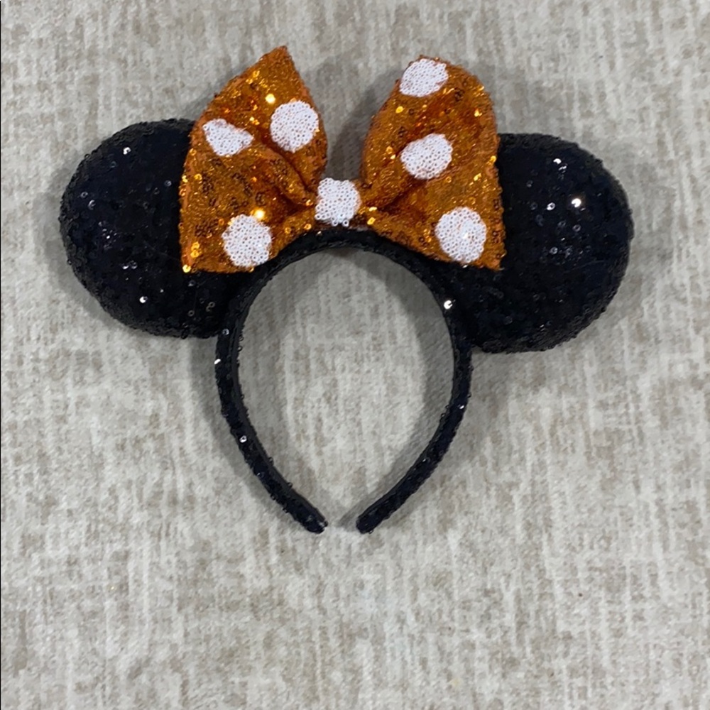 Minnie Mouse Ears with Orange Bow